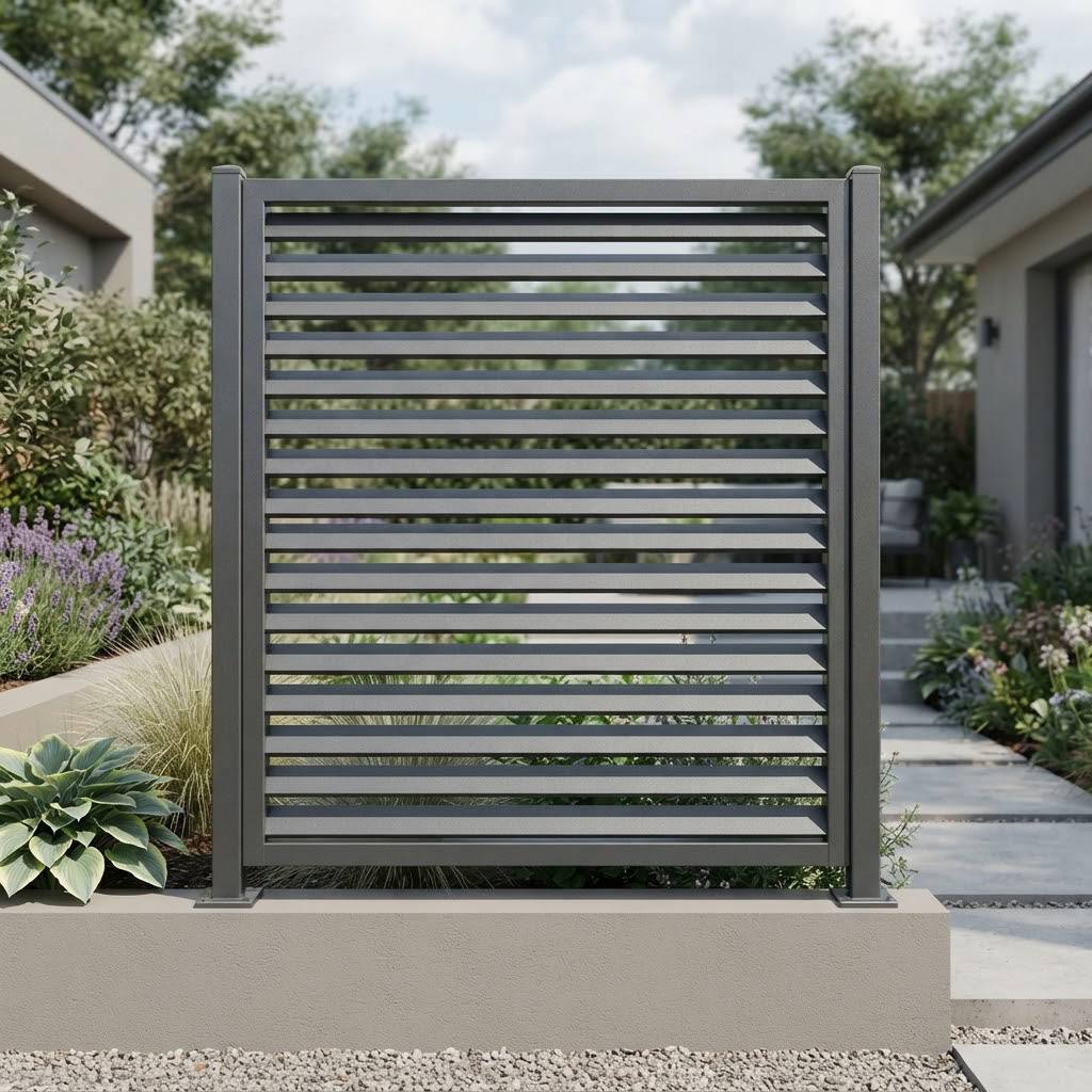 Modern Aluminium Louvre Fence Section